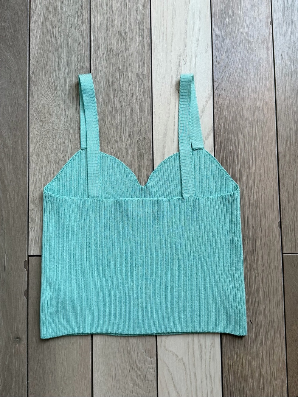 VINCE Sweetheart Rib Crop Tank In Aqua Dew - Picture 3 of 6